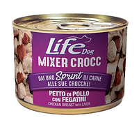 Консерва для взрослых собак LifeDog Mixer Crocc Petto di Pollo Fegatini куриная грудка и печень 150 гр 24012