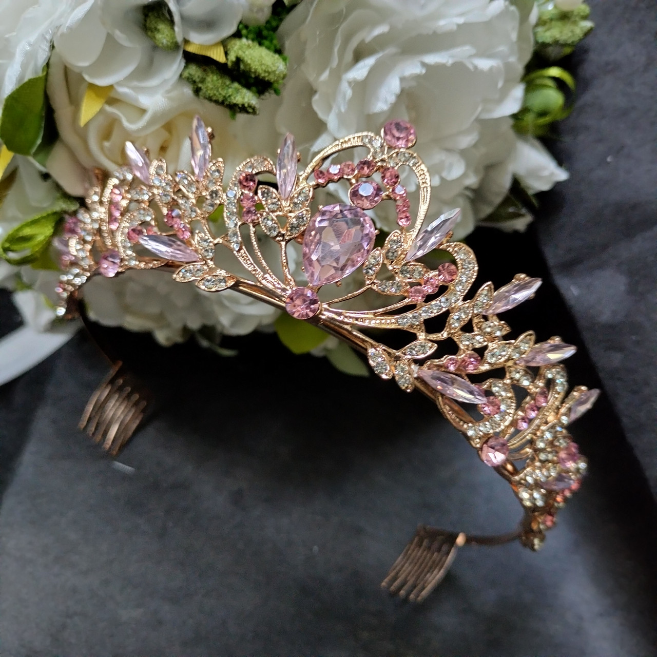 Чарівна діадема з камінням SWAROVSKI, золото