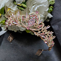 Чарівна діадема з камінням SWAROVSKI, золото