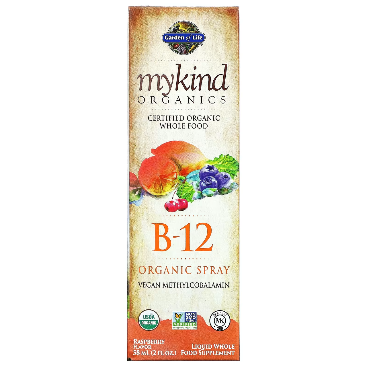 Вітамін B12 у формі спрею, зі смаком малини, 58 мл Garden of Life, MyKind Organics