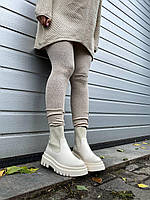 Жіночі демісезонні черевики челсі молочний колір на байці