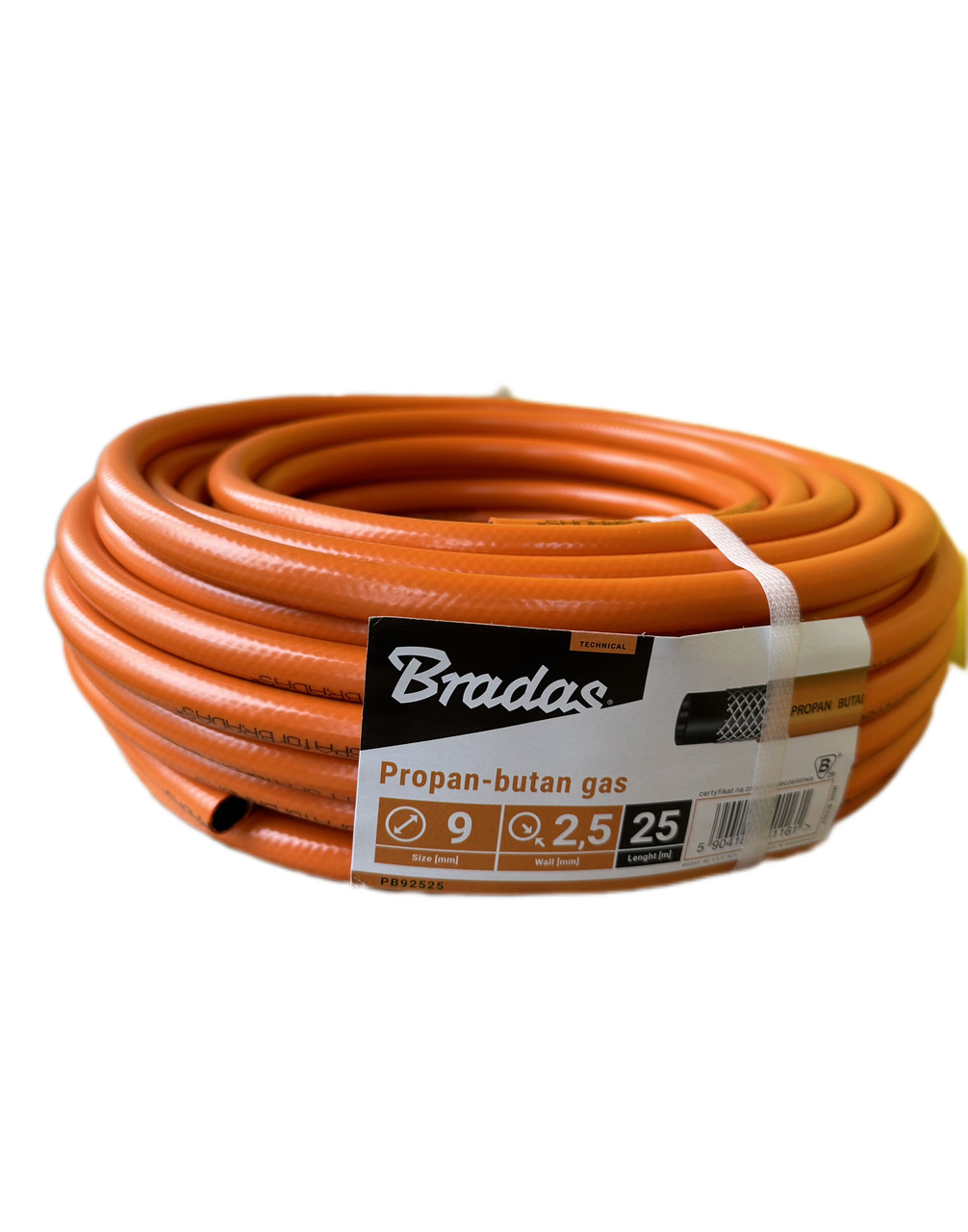 Шланг гумовий газовий 9мм/25 м. Армований. Bradas