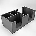 Органайзер барний на 4 комірки, компактний організатор для серветок, цукру, паличок у кав'ярні, графітовий, фото 4