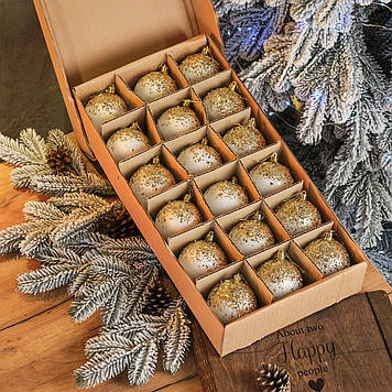 Набір ялинкових іграшок "Бите скло" Кулі діаметром  8 см.18.шт.