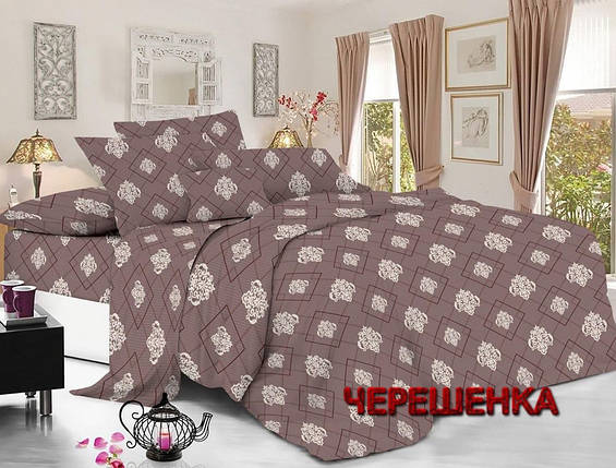 Бавовняна тканина 220 см для постільної білизни Фланель (байка) набивна коричнева з класичним принтом, у рулоні 50 м, фото 1