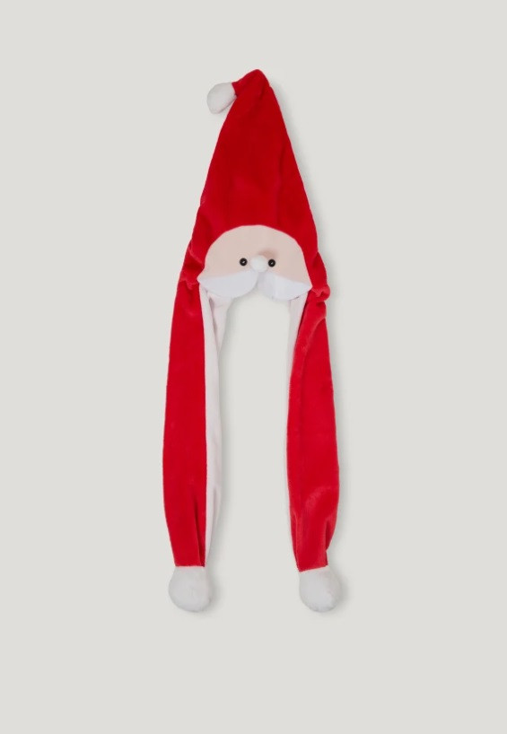 Новорічна шапка з помпонами, колір червоний