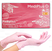 Нитриловые перчатки MediPlus, плотность 3.3 г. - розовые PinkyPlus (100 шт) XS (5-6)