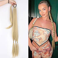 85 см Коса светло пепельная блонд на резинке косичка на резинка хвостик искусственные волосы накладная хвост