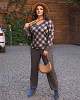 Стильный женский деловой брючный костюм больших размеров: свитшот + брюки (р.52-60). Арт-2530/17