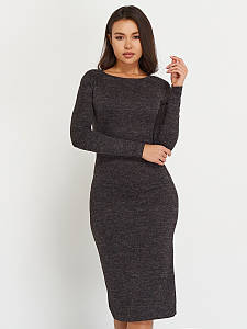 Тепле жіноче плаття з ангори-софт, зимове, футляр, чорне меладж