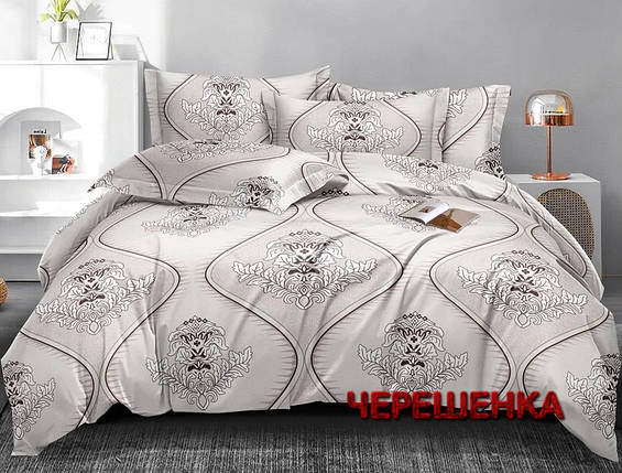 Кремова щільна тканина 220 см для постільної білизни Полісатин 135 із сучасними класичними принтами, рулон 60 м, фото 1