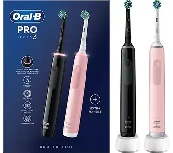 Набір зубних щіток Braun Oral-B Pro 3 3900 Cross Action Black+Pink + додаткова насадка