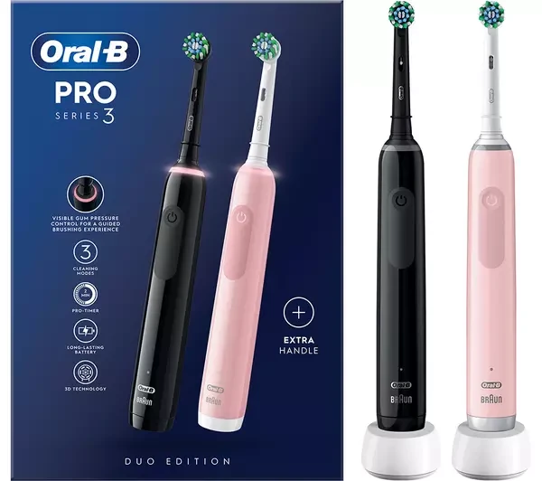 Зубна щітка Braun Oral-B D505 PRO 3 3900 Black+Pink Cross Action