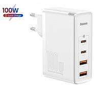 Зарядное устройство Baseus GaN2 Pro 100W |2xUSB/2xType-C, 5A| + кабель Type-C 100W 1.5m white