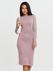 Тепле жіноче плаття з ангори-софт, зимове, футляр, пудра, меладж