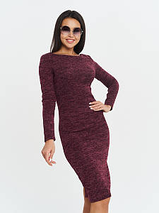 Тепле жіноче плаття з ангори-софт, зимове, футляр, марсала, меладж