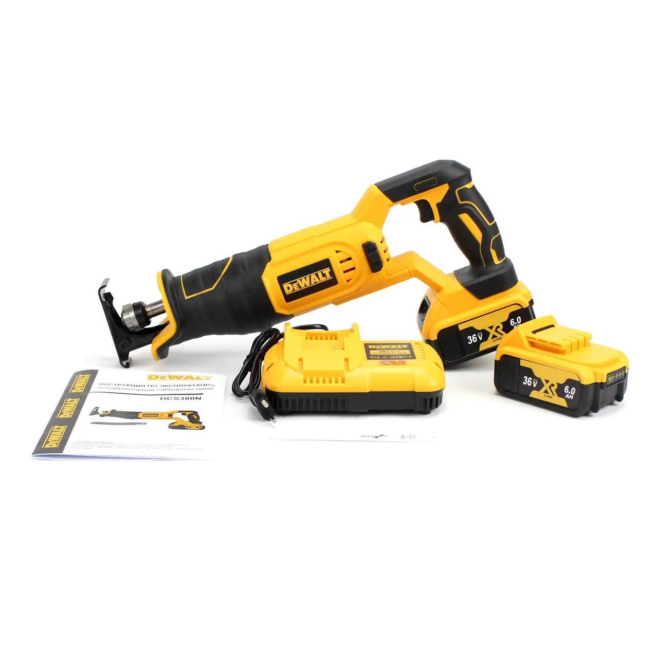 Акумуляторна шабельна пила DeWalt DCS380N, 36V 6.0 Ah, АКБ шабельна професійна пила Девольт