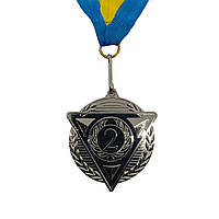 Медаль спортивная 4,5 см с лентой за 2 место J25-06S
