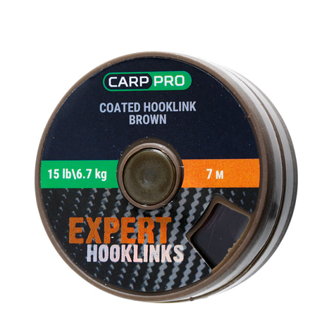 Поводковий матеріал в оплітці Carp Pro 15 lb 7 м коричневий, фото 1