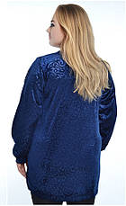 Туніка жіноча батал ошатна велюрова великі розміри 52-58 синя, фото 2