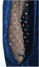 Туніка жіноча батал ошатна велюрова великі розміри 52-58 синя, фото 4