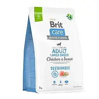 Сухой корм для собак больших пород Brit Care Dog Sustainable Adult Large Breed курица и насекомые 3 кг