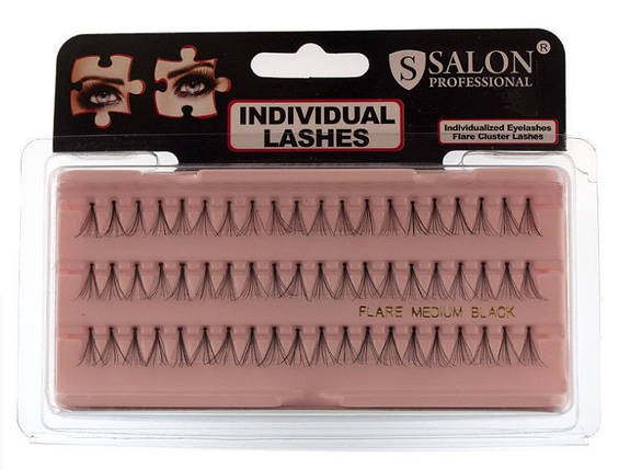 Вії в пучках Salon Professional Individual lashes (густі) flare medium black, фото 1
