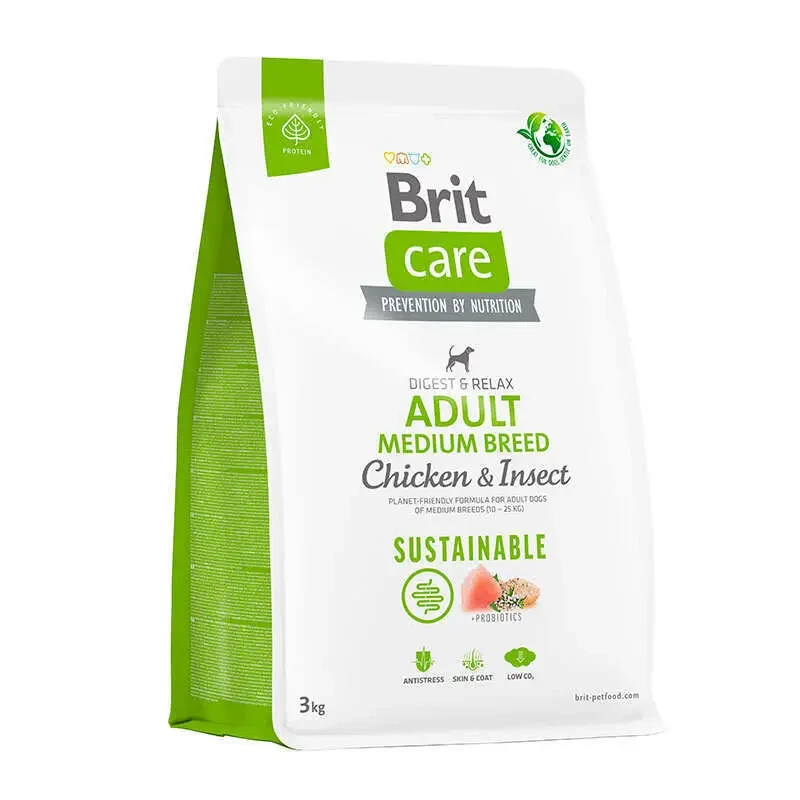Сухий корм для собак середніх порід Brit Care Dog Sustainable Adult Medium Breed курка та комахи 3 кг