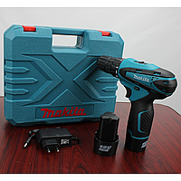 Шуруповёрт аккумуляторный Makita 12V с набором бит, Аккумуляторный шуруповёрт дрель Макита