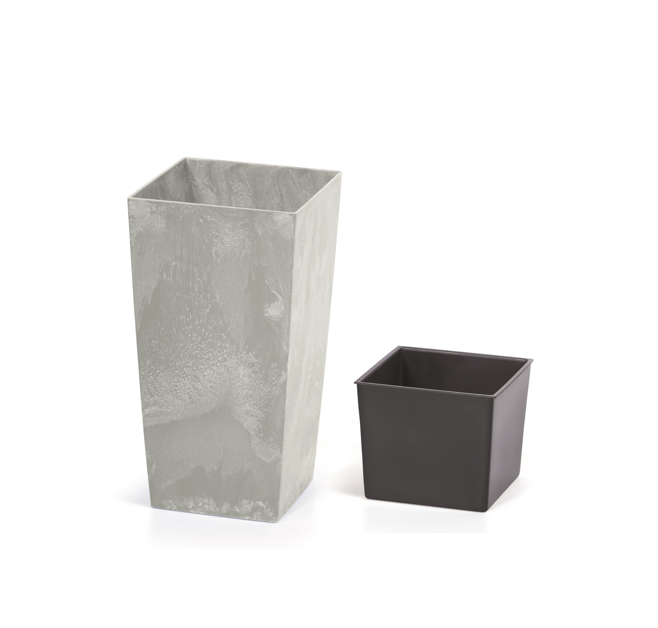 Горщик з кашпо для рослин 2в1 PROSPERPLAST URBI SQUARE BETON 2/4 л