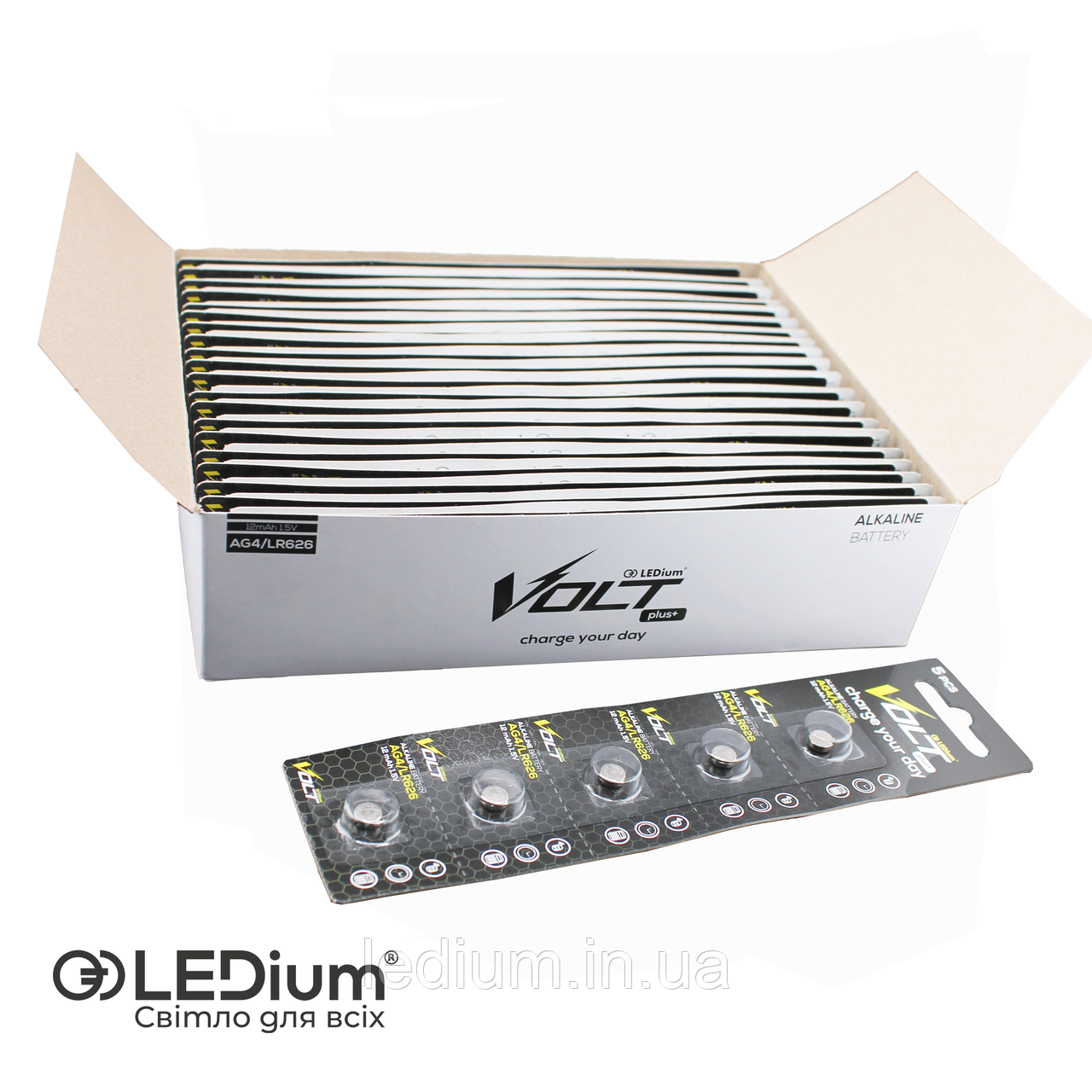 Батарейка лужна AG4/LR626/377 LEDium VOLT plus+