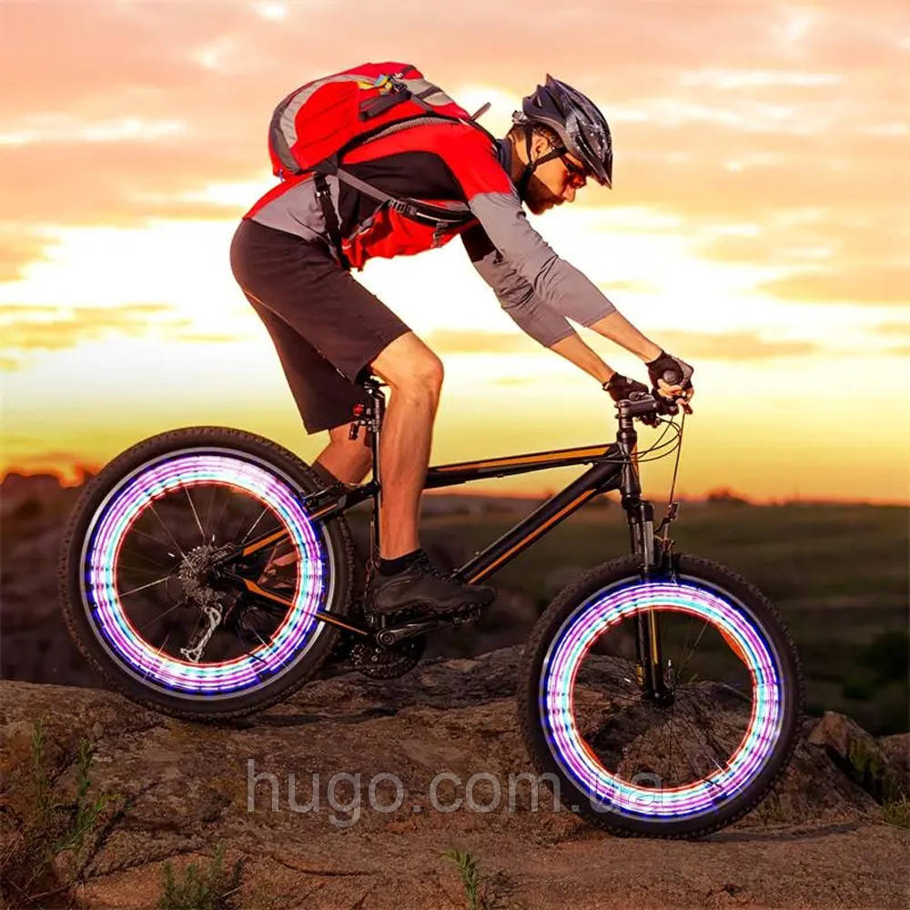 Велозолотник YX-FG192/820 Ultra brite, 3 цвета, 5 LED, 5 режимов, 2 шт / Подсветка колес велосипеда на ниппель - фото 2 - id-p1990907828