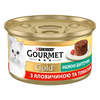 Консервированный корм для взрослых котов Gourmet (Гурме) Gold нежные биточки с говядиной и томатами 85 г