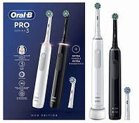 Набор электрических зубных щеток Braun Oral-B PRO3 3900 White + Black Cross Action + дополнительная насадка