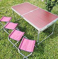 Раскладной стол туристический с 4 стульями, усиленный столик для пикника , стол чемодан для кемпинга сада
