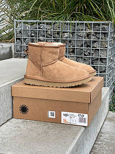 Зимові Жіночі Уггі Ugg Classic Mini Chestnut Suede (Хутро) 36-37-38-40