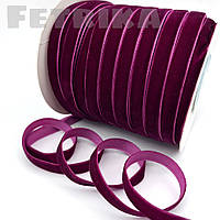 Стрічка оксамитова 1 см, темно-малинова