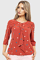 Блуза в горох, колір теракотовий, 230R150-1