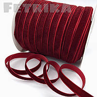 Стрічка оксамитова 1 см, темно-червона
