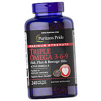 Омега 3-6-9 Puritan's Pride Maximum Triple Strength Omega 3-6-9 240 капс риб'ячий жир