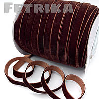 Стрічка оксамитова 1 см, коричнева