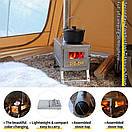 Титанова піч складна на дрова Soomloom titanium посилена буржуйка для наметів з димарем 2 метри, фото 4