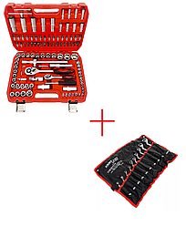 Набір інструментів MAX 108 шт. (MXSS108M) + Наор ключів накидних 10шт. 6-32мм Kraft&Dele KD10929