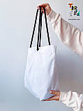 Пляжна сумка шопер сніжнобіла з ручками канатами без друка Розмір: 48см х 36см х 14см, фото 3