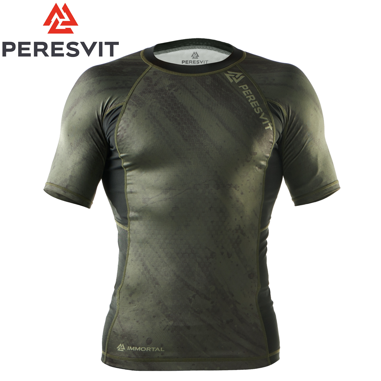 Рашгард з коротким рукавом чоловічий Peresvit Immortal 2.0 Military Green Short Sleeve Rash Guard