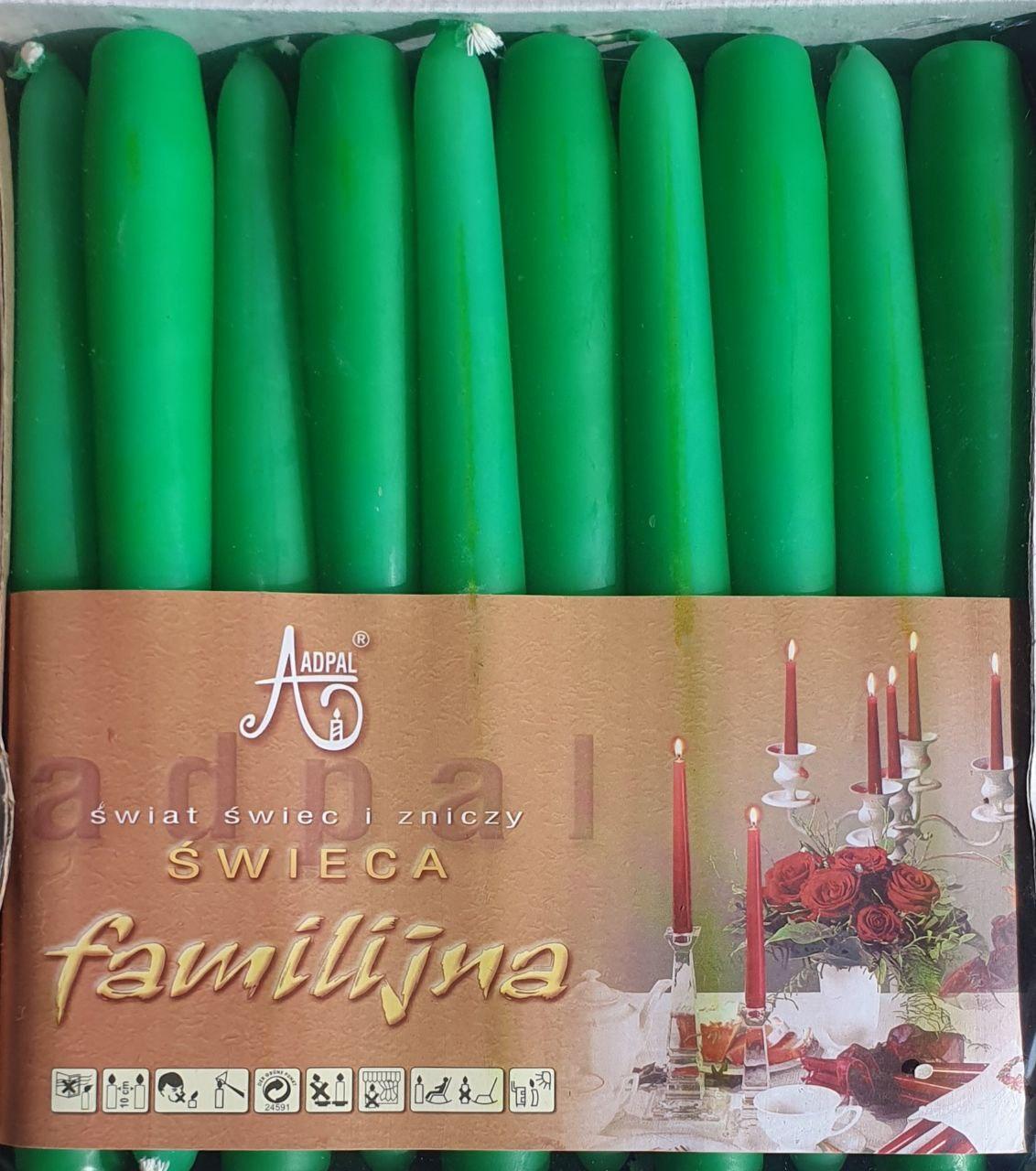 Свічка зелена h-19 см (у коробці 30 шт.)