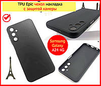 Чехол черный матовый для Samsung Galaxy A24 4G силиконовый Epik Full Camera, чехол TPU на самсунг а24 черный
