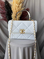 Женская сумка Chanel, кожаная через плечо белая сумочка шанель