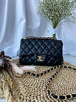 Жіноча сумка Chanel, шкіряна жіноча сумочка через плече чорна шанель