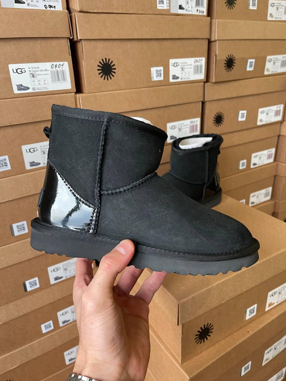 Зимові Жіночі Уггі Ugg Black Metallic Suede (Хутро) 36-37-38-39-40